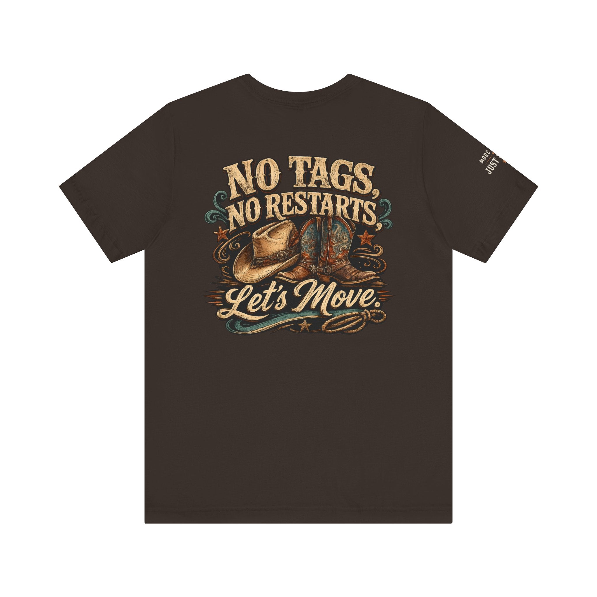 No Tags No Restarts Let's Move line dancing tee product view