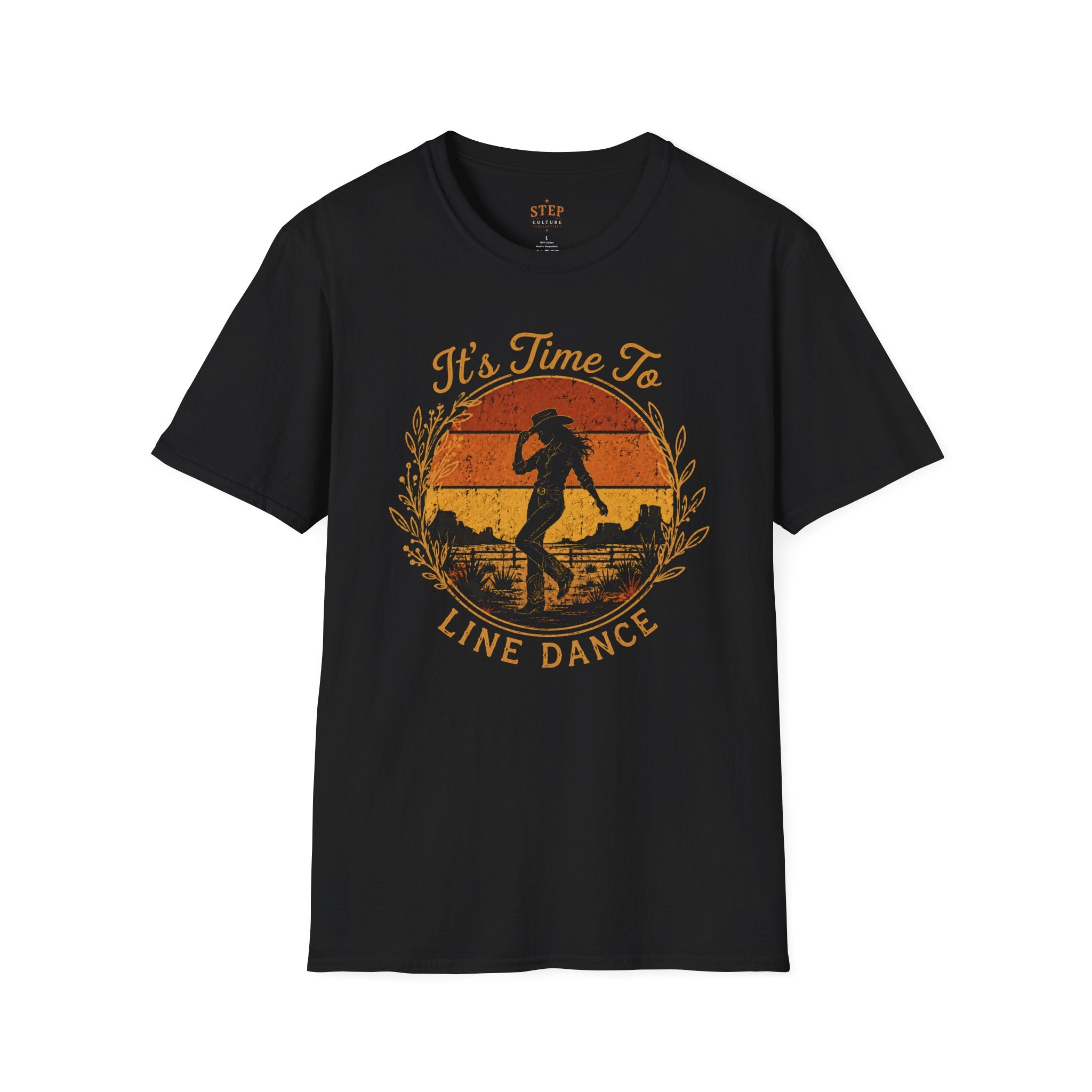 Women’s It’s Time to Line Dance western graphic T-shirt product mockup
