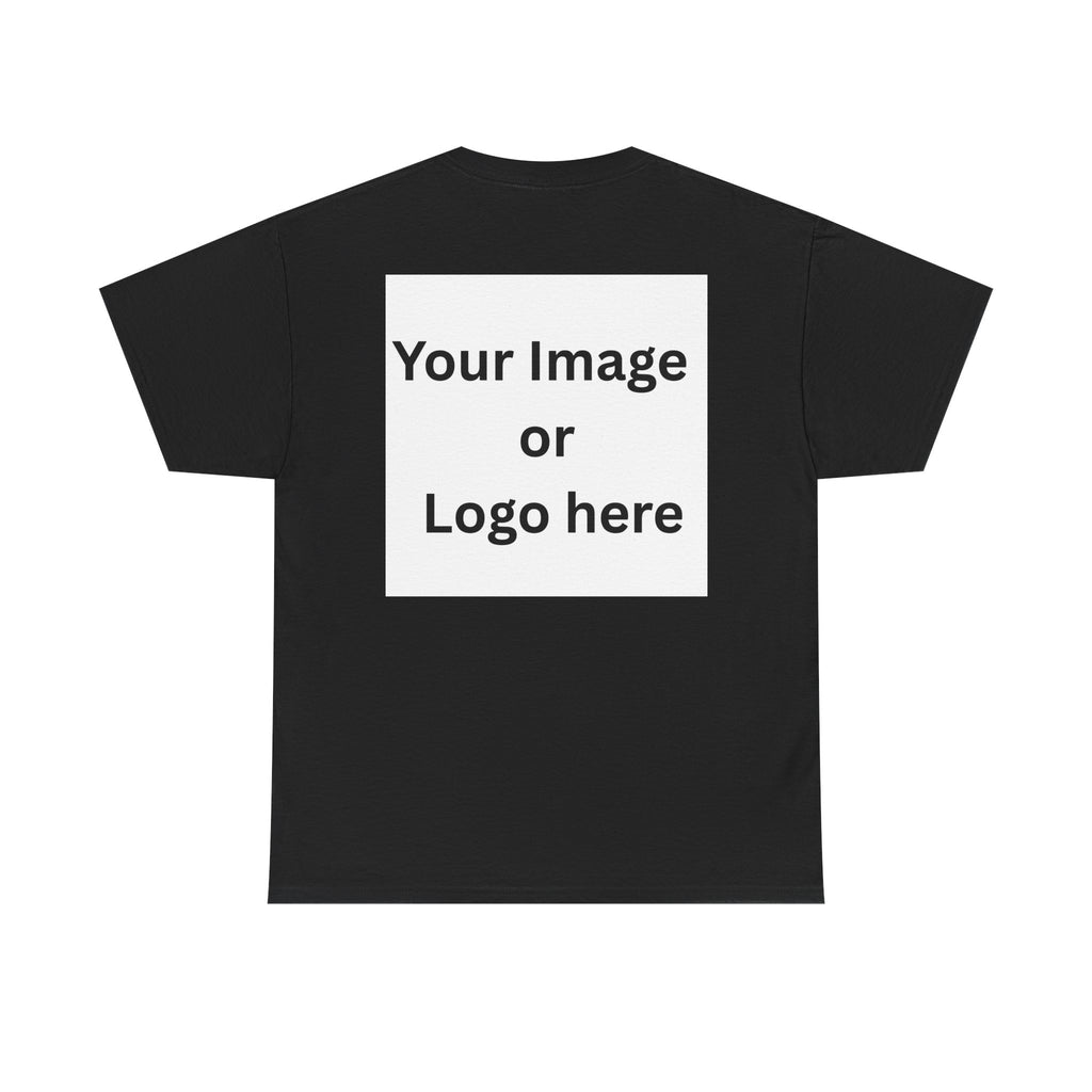 Personalized custom logo Gildan 5000 T-shirt with pocket image, name and back design placeholders – colour option 3