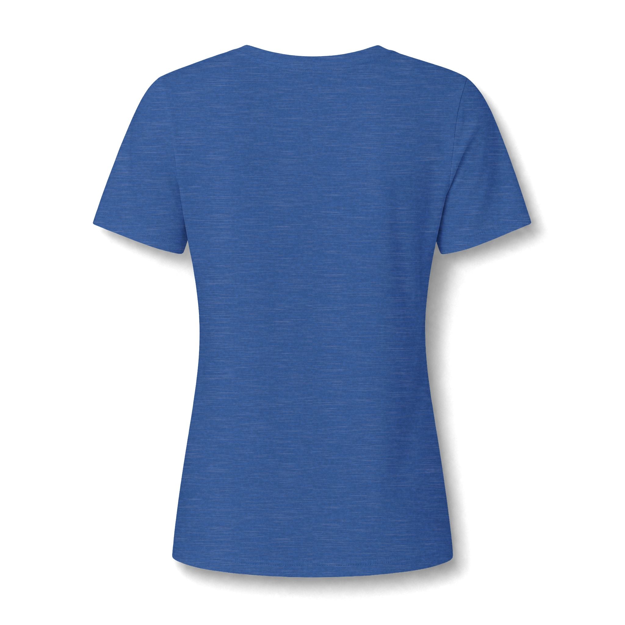 Heather true royal women's relaxed V-neck T-shirt back view