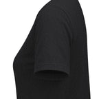 Black heather women's relaxed V-neck T-shirt sleeve and side-seam detail