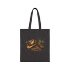 Black cotton canvas tote bag with playful western line dancing artwork.
