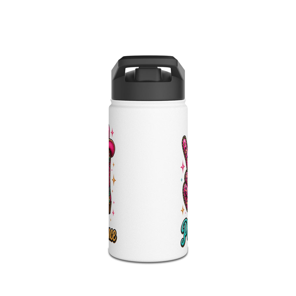 Peace Love Line Dance stainless steel drink bottle with colourful cowgirl design