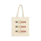 Black cotton canvas tote bag with vintage ‘I Love Line Dancing’ artwork.