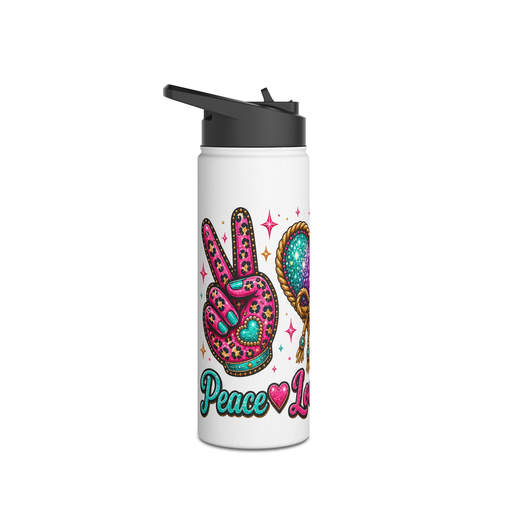 Peace Love Line Dance colourful Western water bottle product mockup