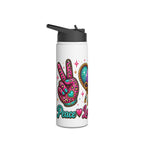 Peace Love Line Dance colourful Western water bottle product mockup