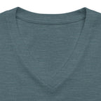 Heather slate personalised women's relaxed V-neck T-shirt fabric and neckline detail