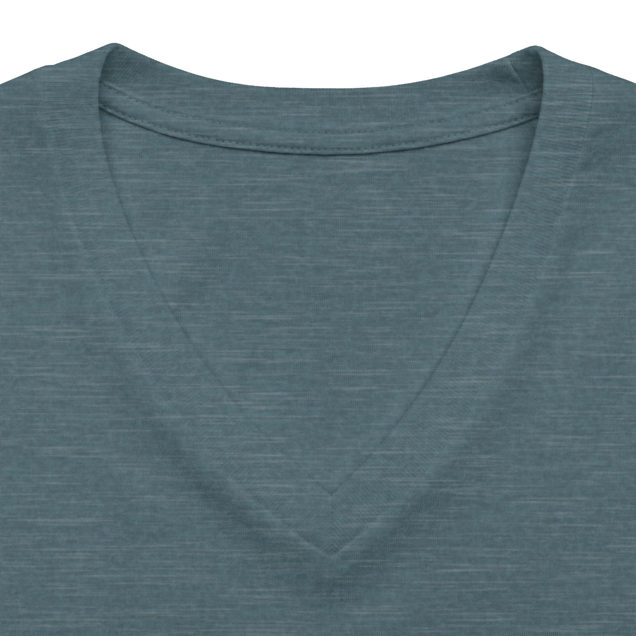 Heather slate personalised women's relaxed V-neck T-shirt fabric and neckline detail