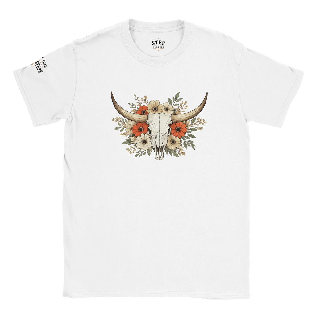 Longhorn skull and floral western T-shirt front product mockup