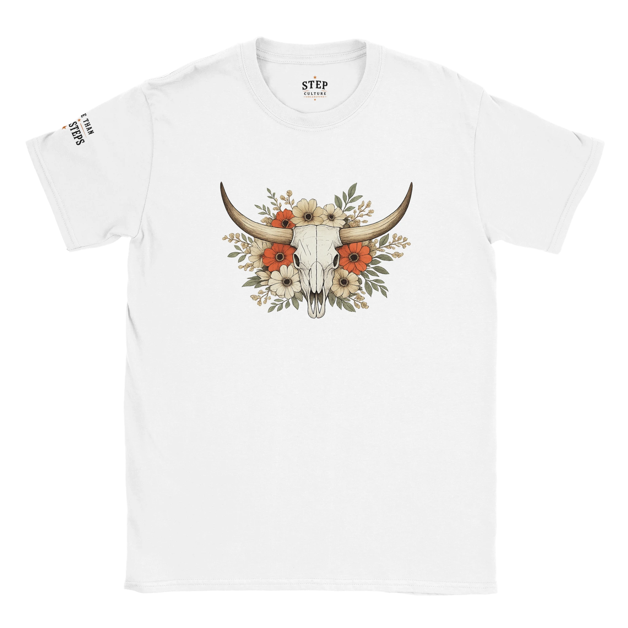 Longhorn skull and floral western T-shirt front product mockup