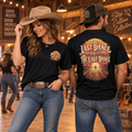 Man and woman modelling The Last Dance unisex black mesh line dancing sports jersey
