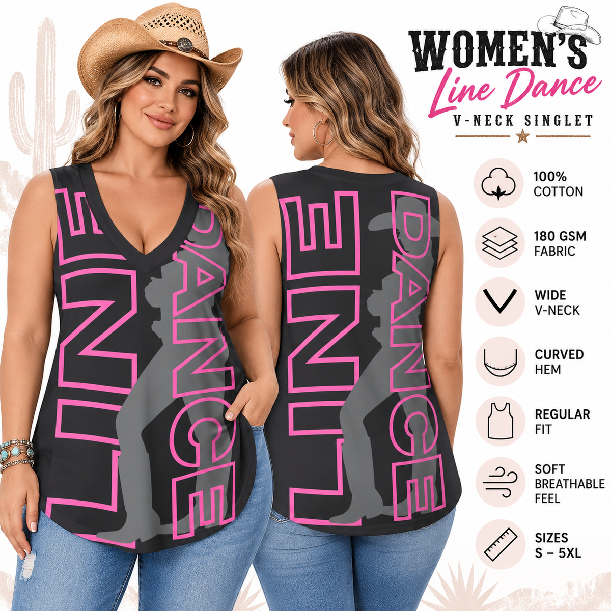 Line Dance Cowgirl Women’s Cotton Singlet