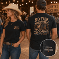 Male and female line dancers wearing No Tags No Restarts Let's Move tees