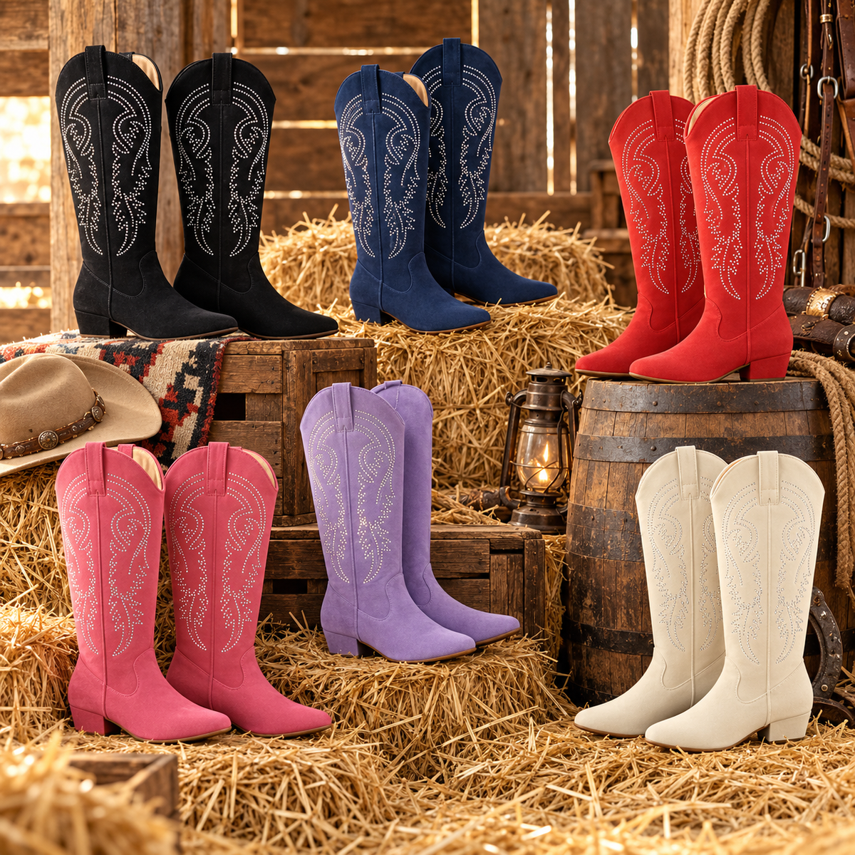 Women’s Crystal Suede-Sole Line Dance Boots