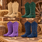 Buckle suede-sole practice line dance boots in Beige, Green, Violet and Navy
