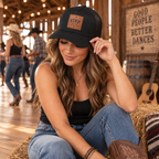 Step Culture Collective signature leather patch trucker cap lifestyle view