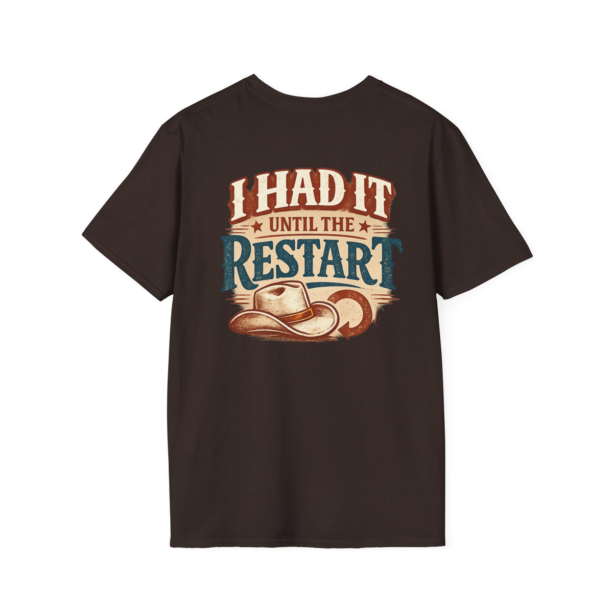 I Had It Until the Restart line dancing T-shirt shown in another colour