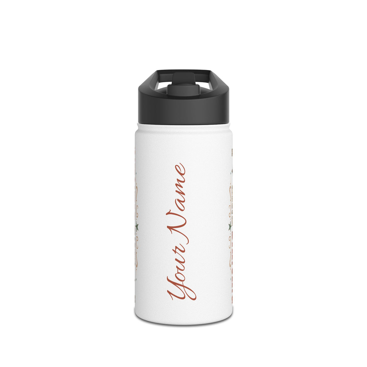 I Love Line Dancing stainless steel water bottle shown from an alternate angle