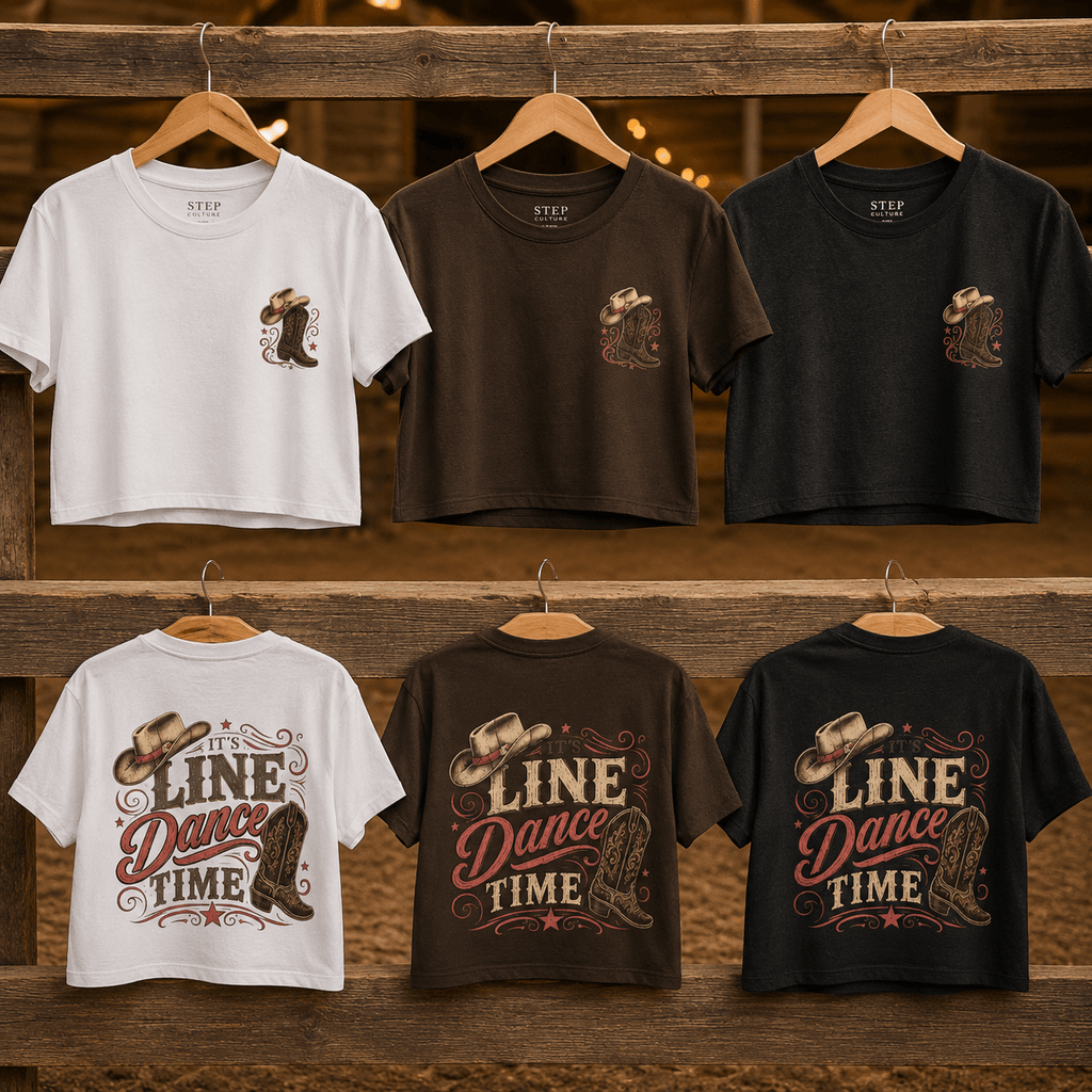 It’s Line Dance Time crop top colour options