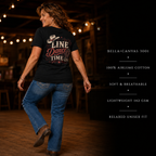Folded It’s Line Dance Time unisex T-shirt showing the Western line dancing design