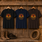It's Time to Line Dance tees hanging in black, navy and dark chocolate