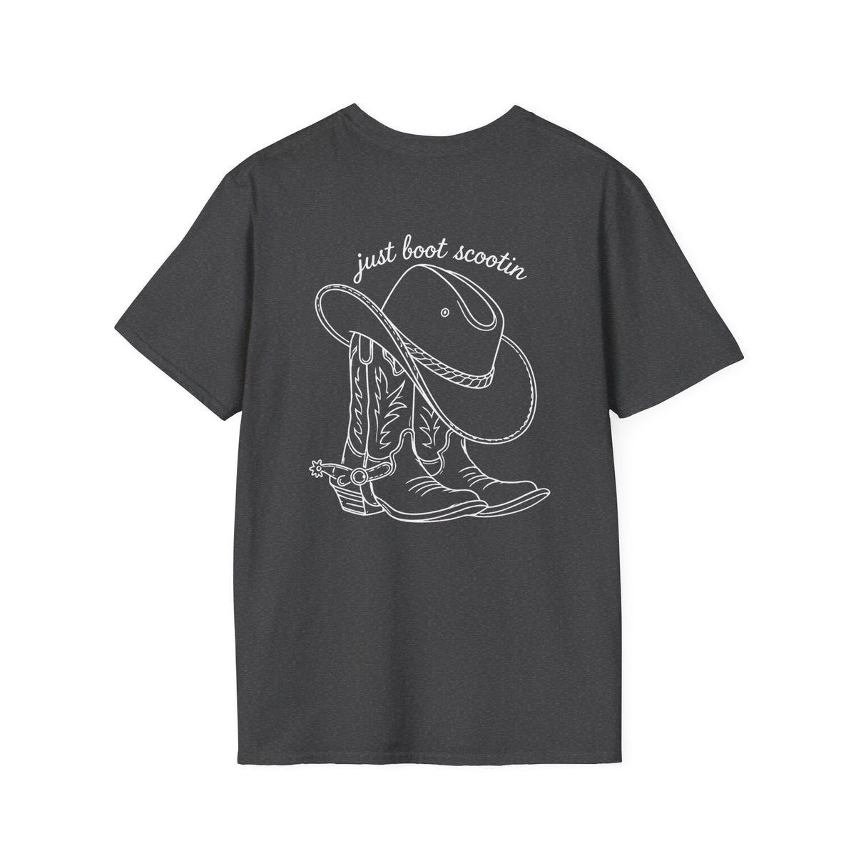 Just Boot Scootin unisex western T-shirt shown in another colour