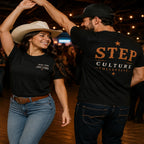 Step Culture Collective Signature Tee shown in black with the brand graphic