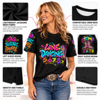 Line Dancing Graffiti sports jerseys styled in a rustic Western product display
