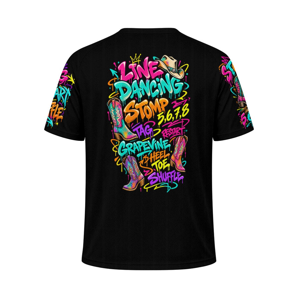 Line Dancing Graffiti sports jersey sleeve detail with Stomp and 5 6 7 8 artwork