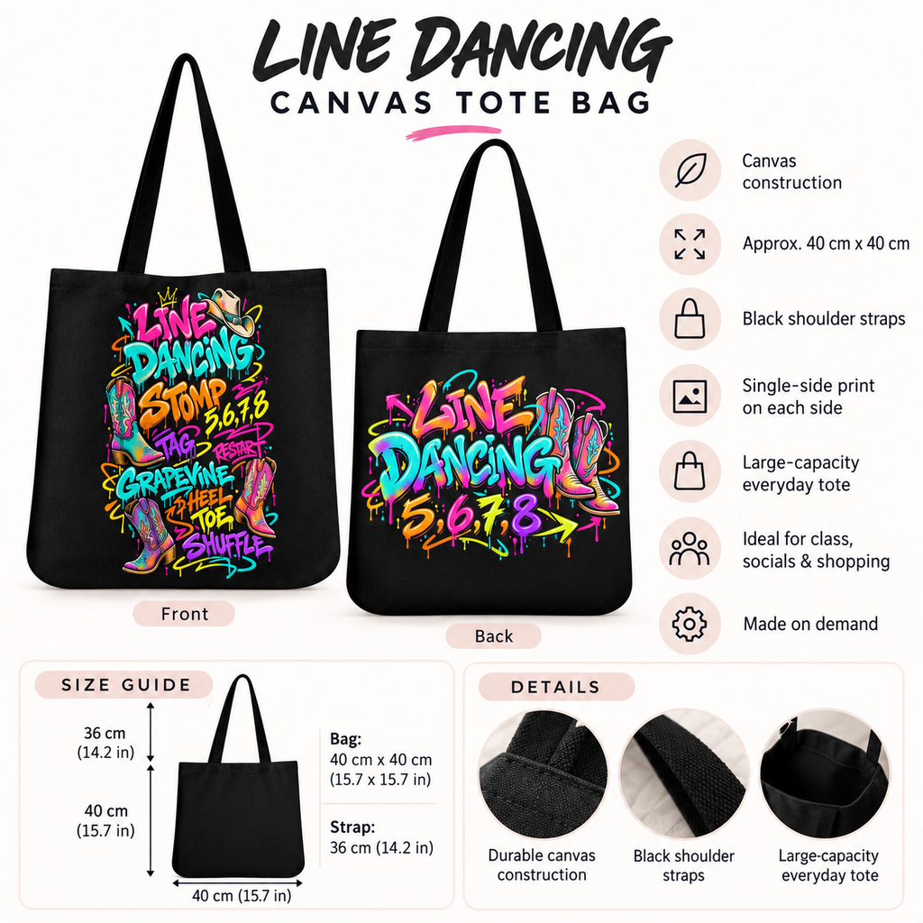 Line Dancing Graffiti Canvas Tote Bag