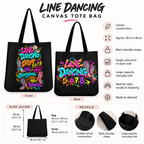 Line Dancing Graffiti Canvas Tote Bag