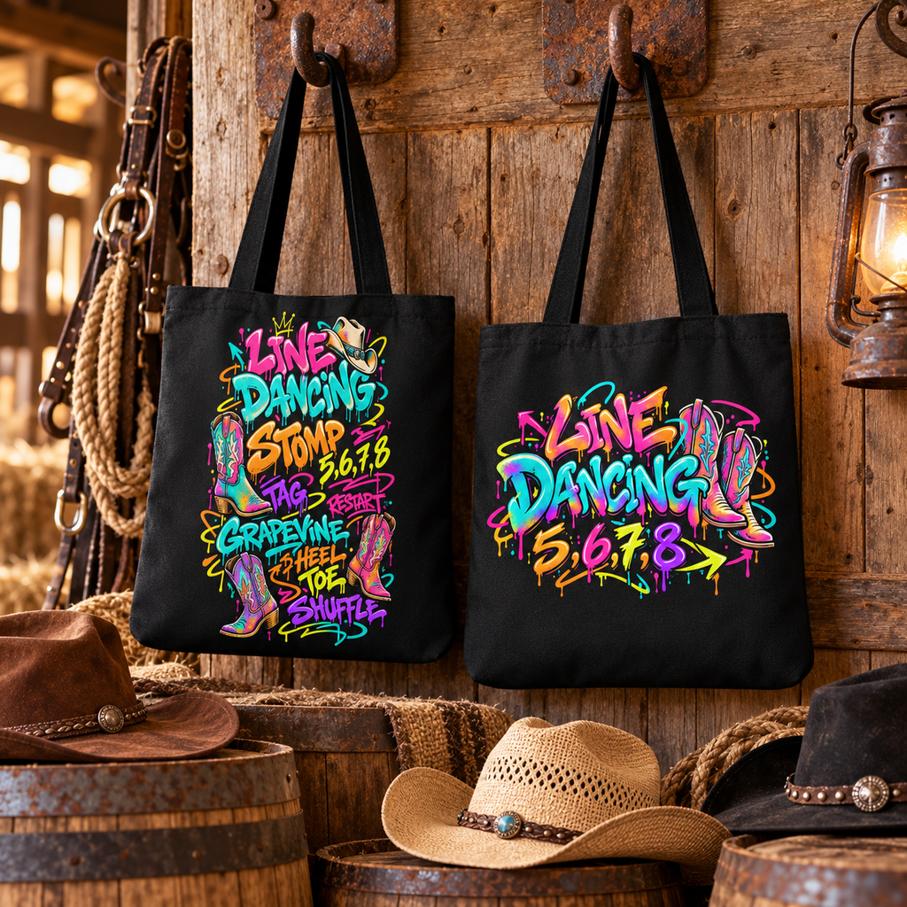 Line Dancing Graffiti Canvas Tote Bag