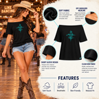 Line Dancing Off-Shoulder Top features infographic