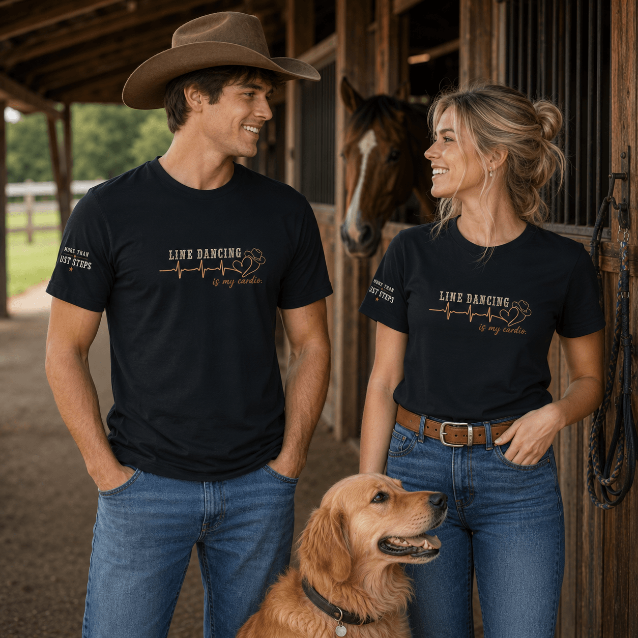 Line dancer wearing the Line Dancing Is My Cardio graphic T-shirt