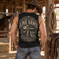 Live Love Line Dance men’s black muscle tank with Western front and back prints
