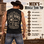 Back view of the Live Love Line Dance men’s muscle tank with More Than Just Steps print