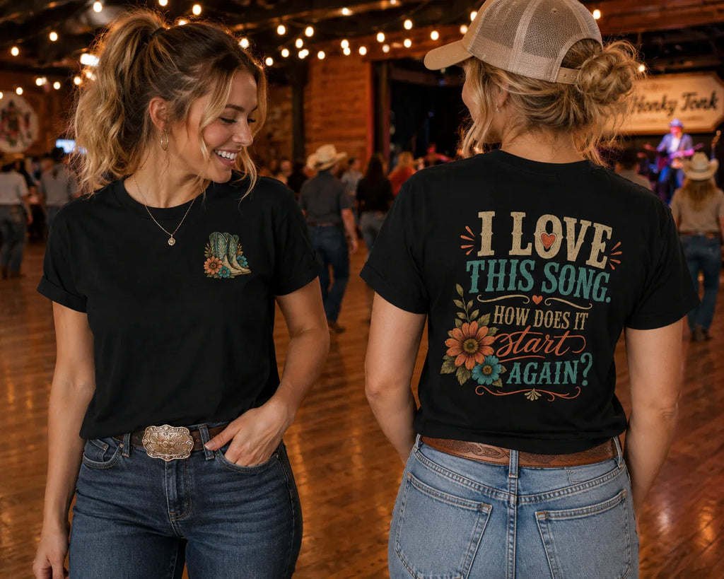 I Love This Song How Does It Start Again line dancing tee product mockup