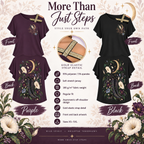 Purple and black Moonflower line dancing tops showing front and back styling