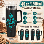 More Than Just Steps 40 oz line dancing tumbler western infographic with dimensions