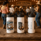 My Happy Hour Is Line Dancing personalised water bottle in a lifestyle setting