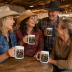 No Tags, No Restarts, Let's Move line dancing mugs in a lifestyle setting
