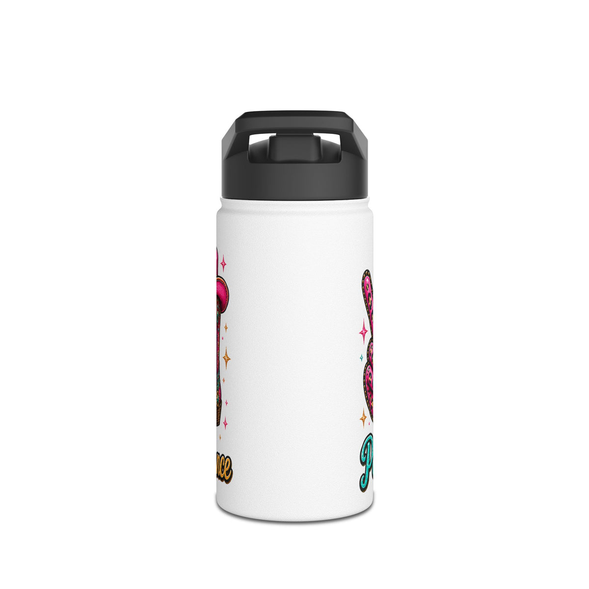 Peace Love Line Dance stainless steel drink bottle with colourful cowgirl design
