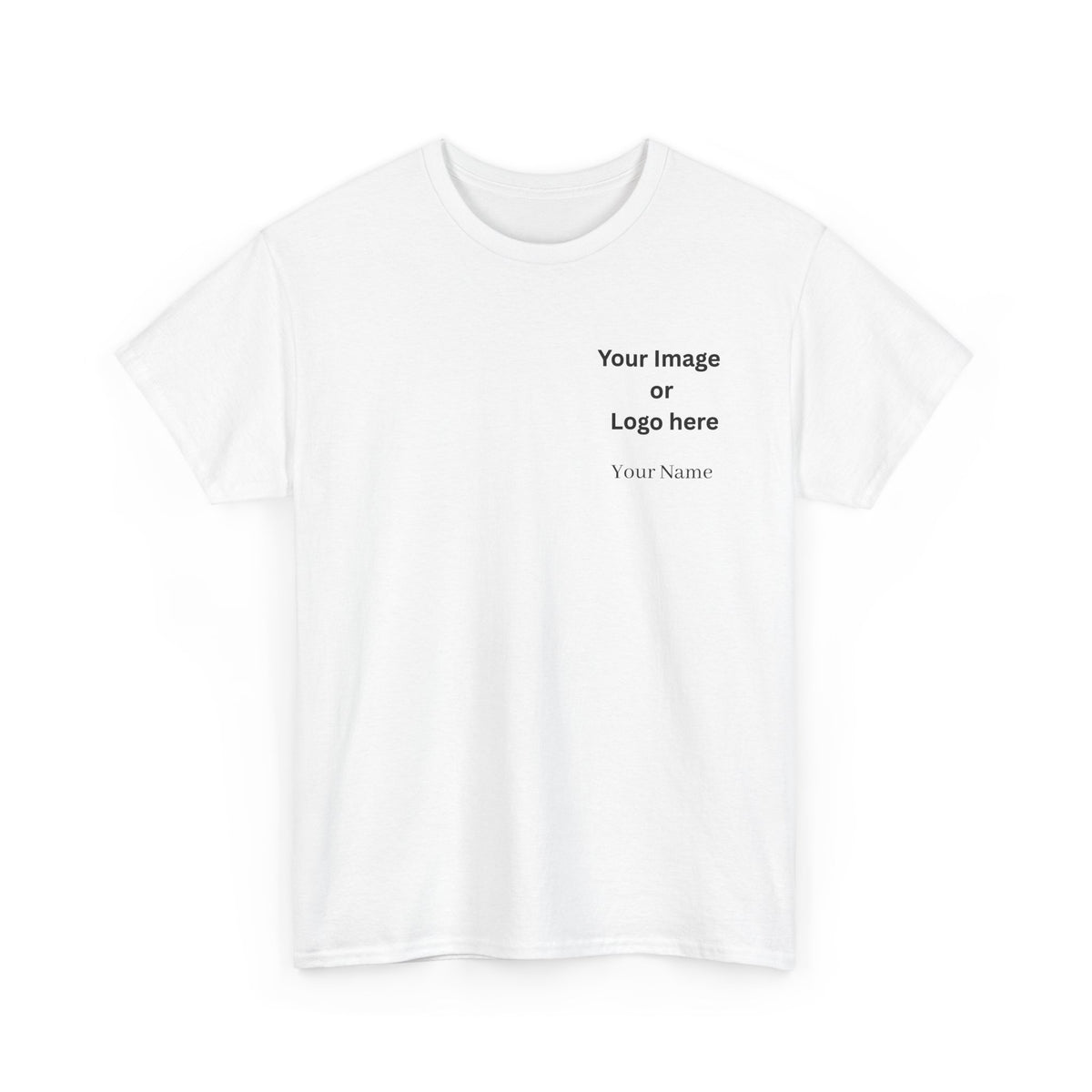 Personalized custom logo Gildan 5000 T-shirt with pocket image, name and back design placeholders – colour option 1