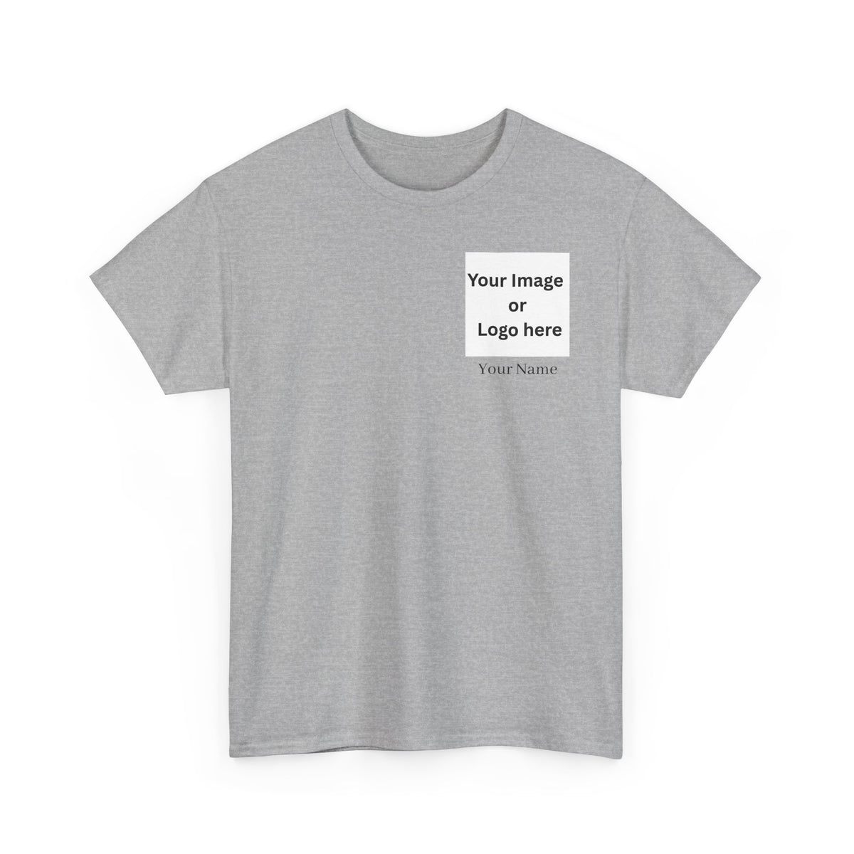 Personalized custom logo Gildan 5000 T-shirt with pocket image, name and back design placeholders – colour option 8