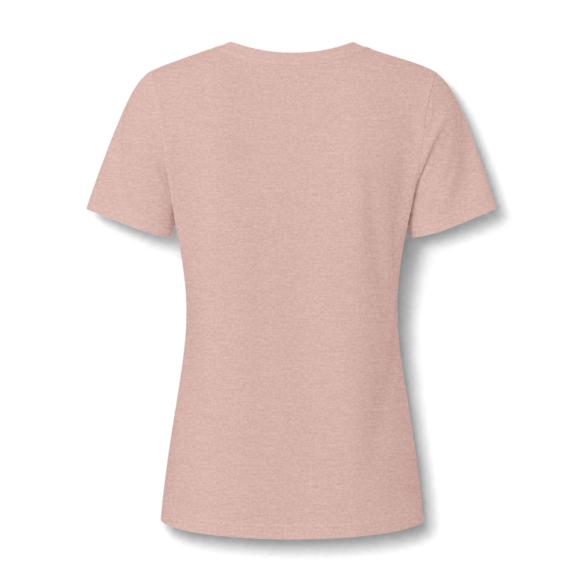 Heather peach women's relaxed V-neck T-shirt back view