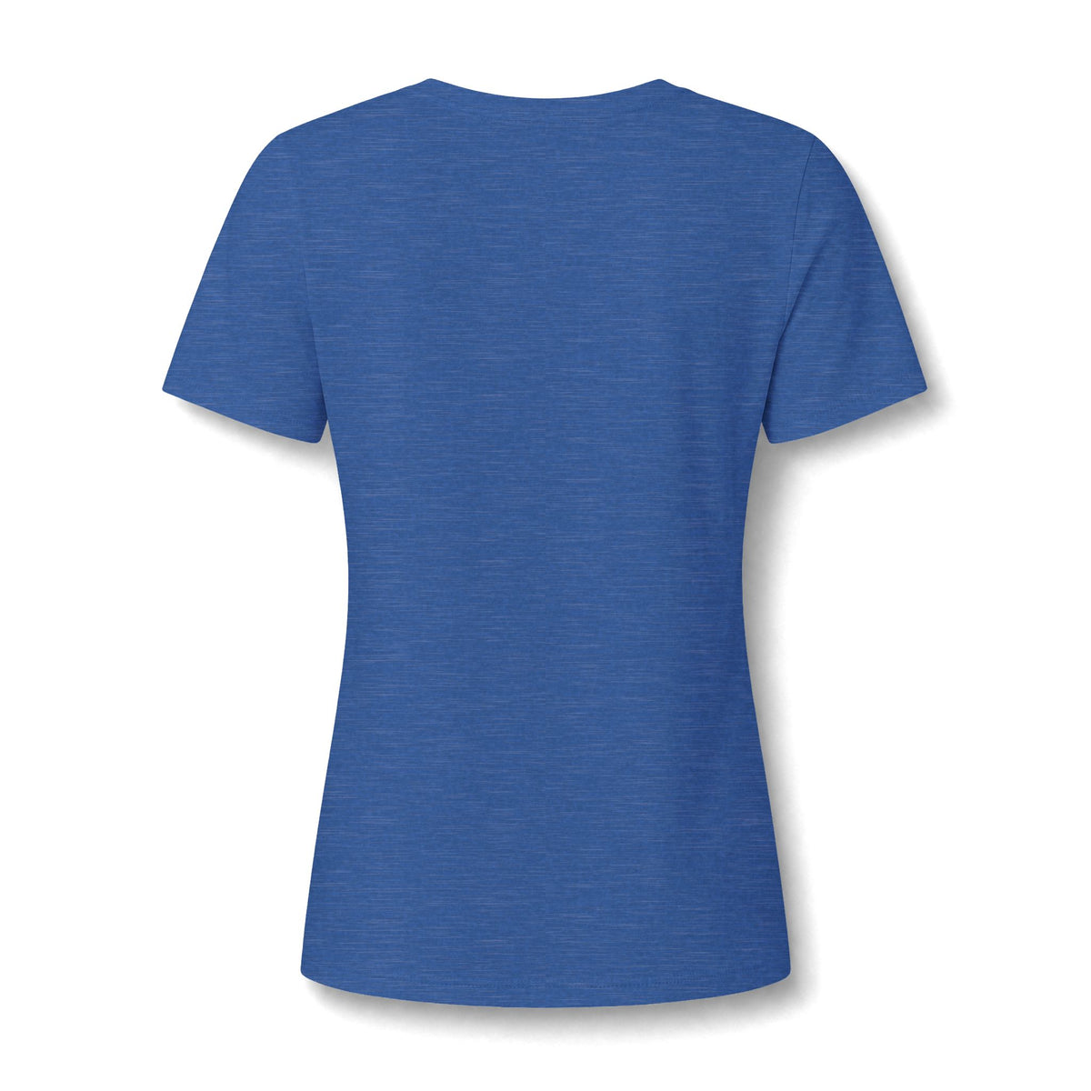 Heather true royal women's relaxed V-neck T-shirt back view