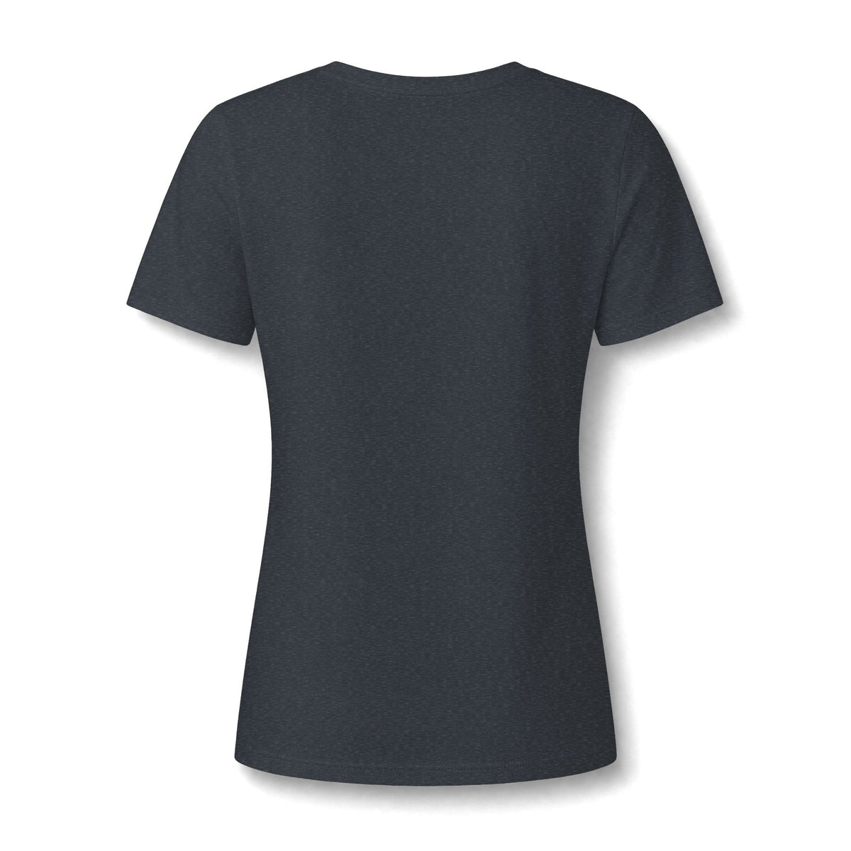 Dark grey heather women's relaxed V-neck T-shirt back view