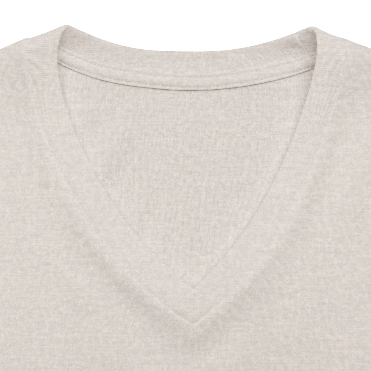 Heather dust personalised women's relaxed V-neck T-shirt fabric and neckline detail