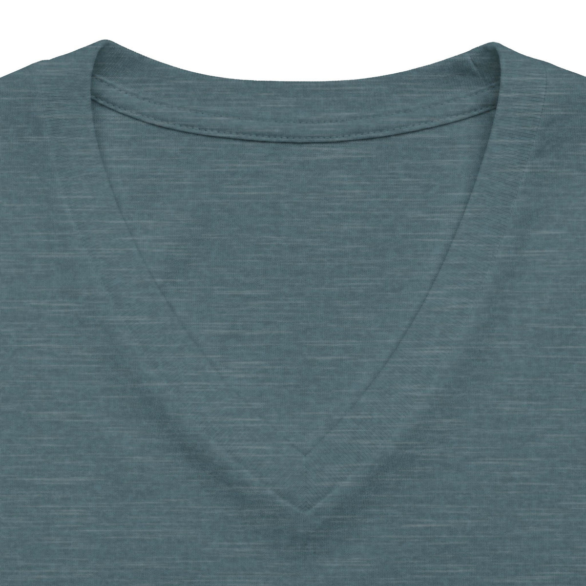 Heather slate personalised women's relaxed V-neck T-shirt fabric and neckline detail