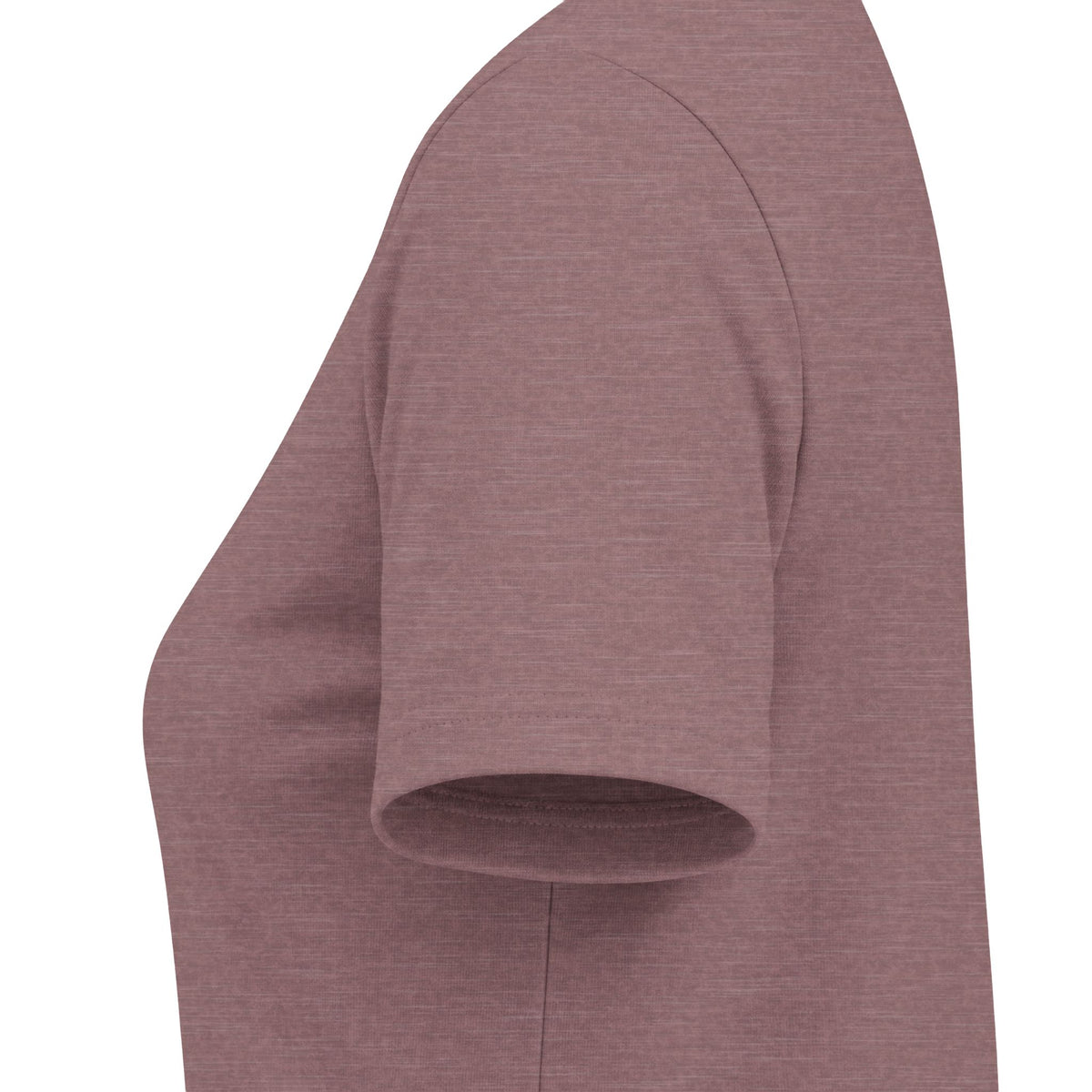 Heather mauve women's relaxed V-neck T-shirt sleeve and side-seam detail